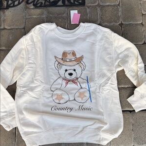 Zoe + Liv White Country Music Bear Sweatshirt